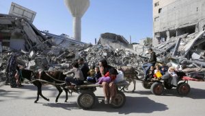 بالصور.. في ظل غياب الوقود الكارو وسيلة نقل وانتقال بغزة