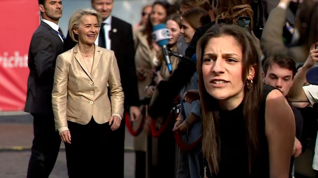 “أنتِ مجرمة حرب”.. مؤيدة لفلسطين تصرخ غاضبة في وجه رئيسة المفوضية الأوروبية