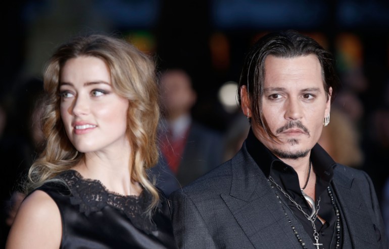 LONDON, ENGLAND - OCTOBER 11: Amber Heard and Johnny Depp attend the "Black Mass" Virgin Atlantic Gala screening during the BFI London Film Festival, at Odeon Leicester Square on October 11, 2015 in London, England. (Photo by John Phillips/Getty Images for BFI)