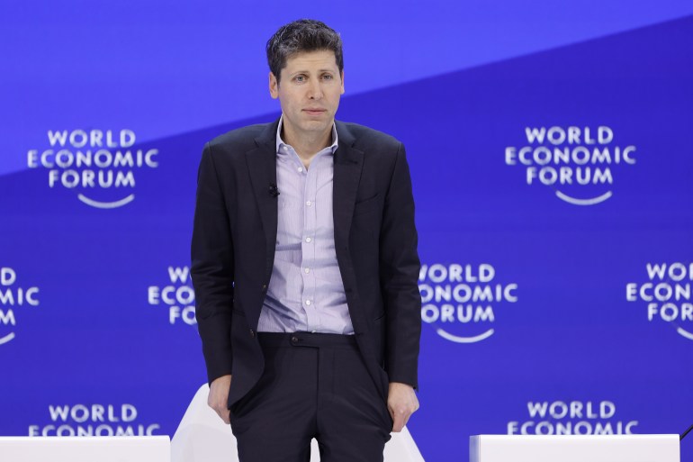 Sam Altman, chief executive officer of OpenAI, during a panel session on day three of the World Economic Forum (WEF) in Davos, Switzerland, on Thursday, Jan. 18, 2024. The annual Davos gathering of political leaders, top executives and celebrities runs from January 15 to 19. Photographer: Stefan Wermuth/Bloomberg via Getty Images