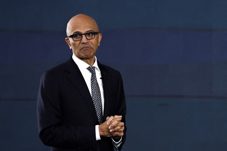 Executive Chairman and CEO of Microsoft Corporation Satya Nadella speaks during the "Microsoft Build: AI Day" event in Bangkok, Thailand, May 1, 2024. REUTERS/Chalinee Thirasupa