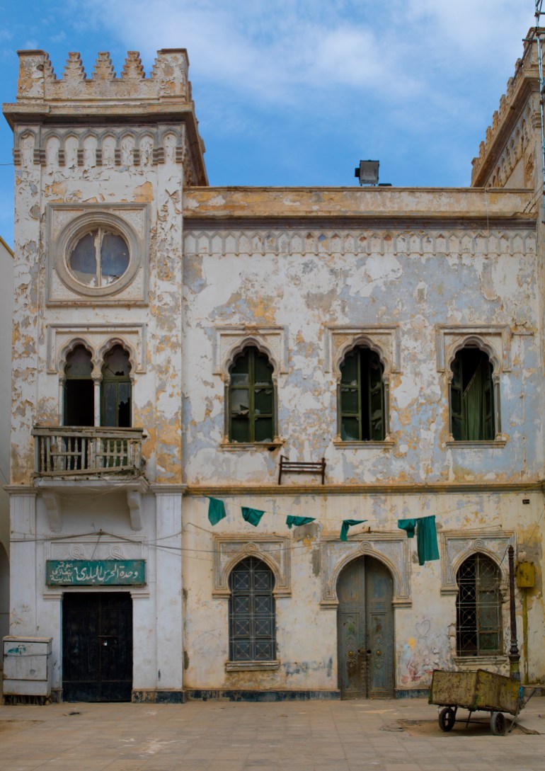 BENGHAZI, LIBYA - NOVEMBER 04: The old italian-built town hall in freedom square, Cyrenaica, Benghazi, Libya on November 4, 2007 in Benghazi, Libya. (Photo by Eric Lafforgue/Art in All of Us/Corbis via Getty Images)