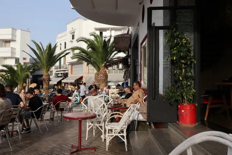 The street cafe outside Cinema Rif is once again a popular meeting point [Amelia Dhuga/Al Jazeera]