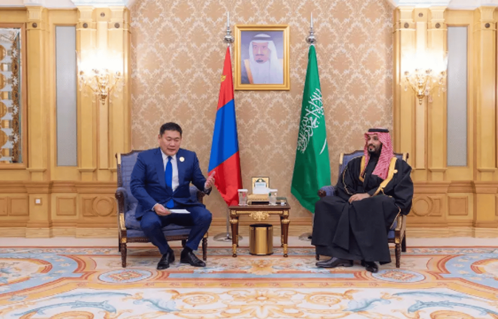 ولي العهد يبحث مع رئيس وزراء منغوليا آفاق التعاون بين البلدين
