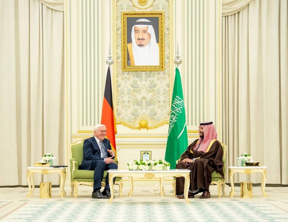 ولي العهد يستقبل رئيس جمهورية ألمانيا الاتحادية ويعقدان جلسة مباحثات رسمية
