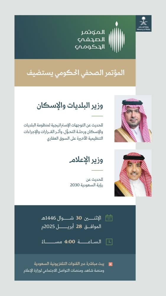 المؤتمر الصحفي الحكومي يستضيف وزيرَي الإعلام والبلديات والإسكان.. غداً