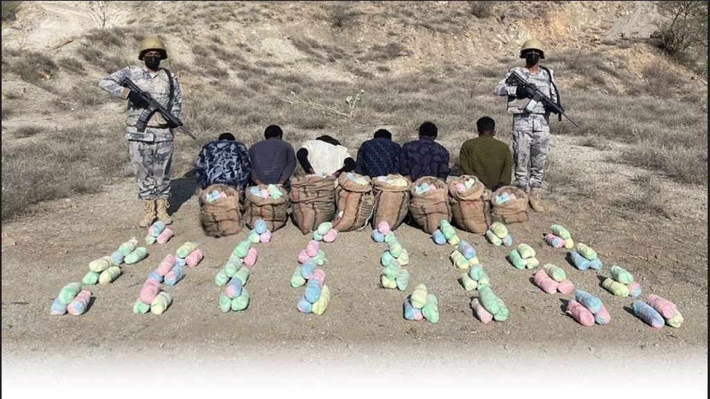 ضبط 6 مخالفين لنظام أمن الحدود لتهريبهم 120 كيلوجرامًا من القات بجازان