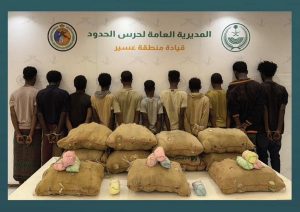 القبض على 11 مخالفًا لنظام أمن الحدود لتهريبهم 220 كيلوجرامًا من القات بعسير