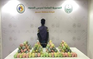 «حرس الحدود» بعسير يقبض على مخالف لنظام أمن الحدود لتهريبه 50 كيلوغراماً من القات