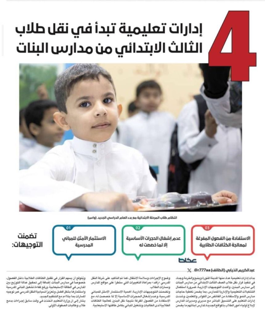 إدارات تعليمية جديدة
تستكمل نقل الطلاب
من مدارس البنات